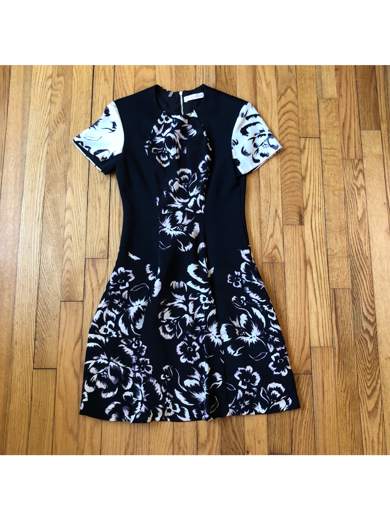 Rebecca Taylor Euc Women's Floral Print Blocked Drop Waist Silk Dress Size 2